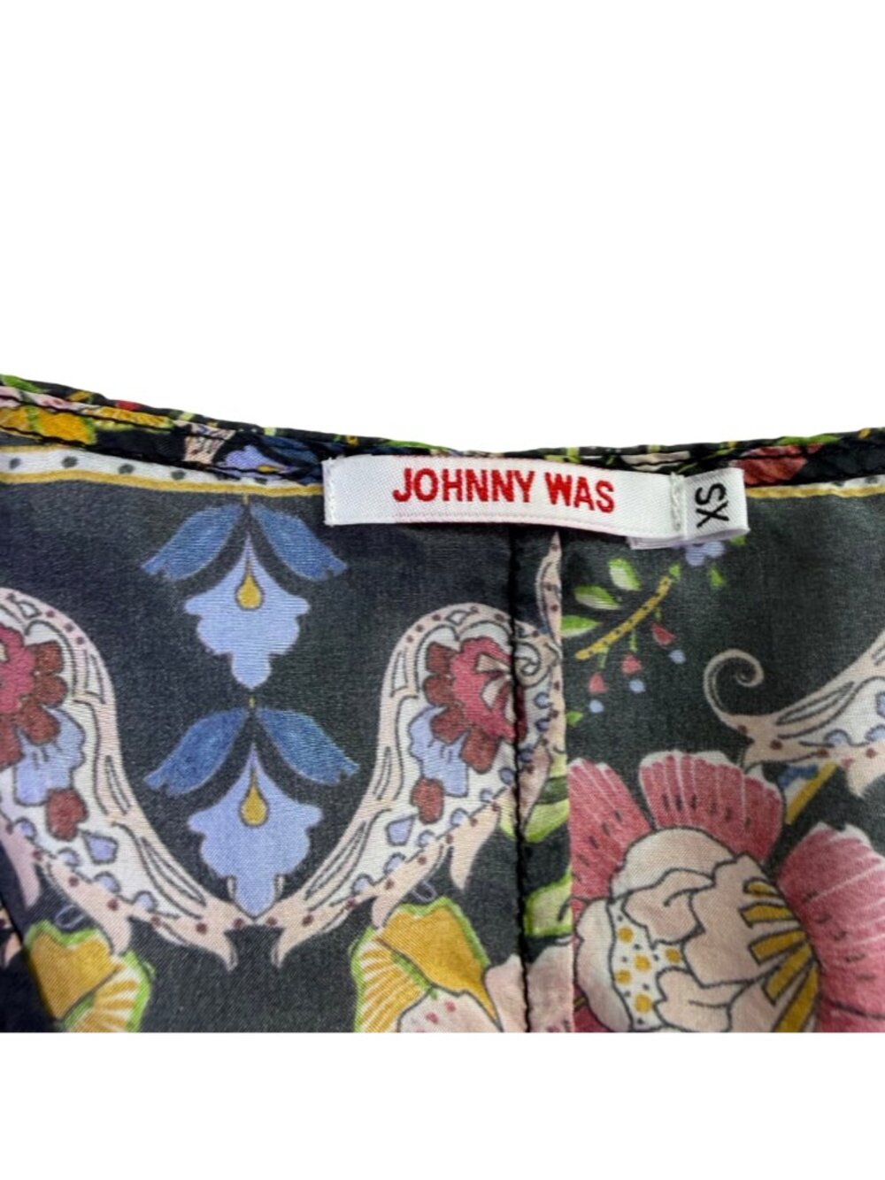 Johnny Was Womens Black Silk Floral Maxi Dress V-Neck Flowy Fit Sz XS - Picture 4 of 6